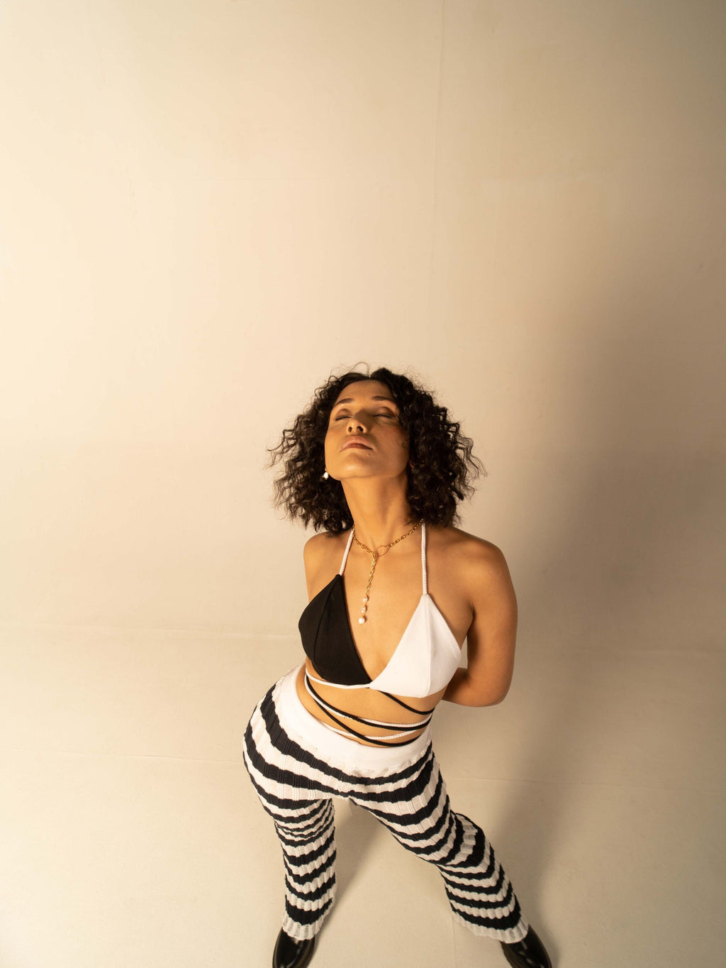 Black Bralette Top at Kamakhyaa by Meko Studio. This item is Black, Bralette Tops, Cotton, Evening Wear, For Birthday, July Sale, July Sale 2023, Slim Fit, Solids, Tranquil AW-22/23, White, Womenswear