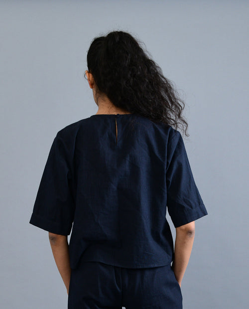 Black Cotton Crop Top at Kamakhyaa by Rias Jaipur. This item is Black, Casual Wear, Crop Tops, For Siblings, Handloom Cotton, Handspun, Handwoven, Hue, Regular Fit, Solids, Stripes, Womenswear
