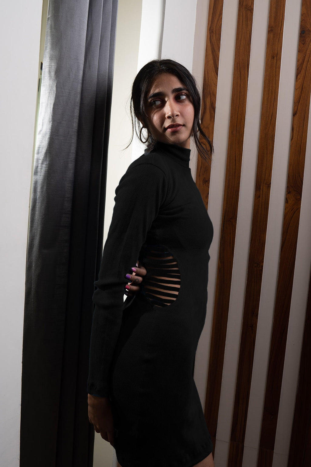 Black Cotton Dress at Kamakhyaa by Meko Studio. This item is Black, Cotton, Deadstock Fabrics, Evening Wear, For Birthday, July Sale, July Sale 2023, Lycra, Mini Dresses, Reroot AW-21/22, Slim Fit, Solids, Womenswear