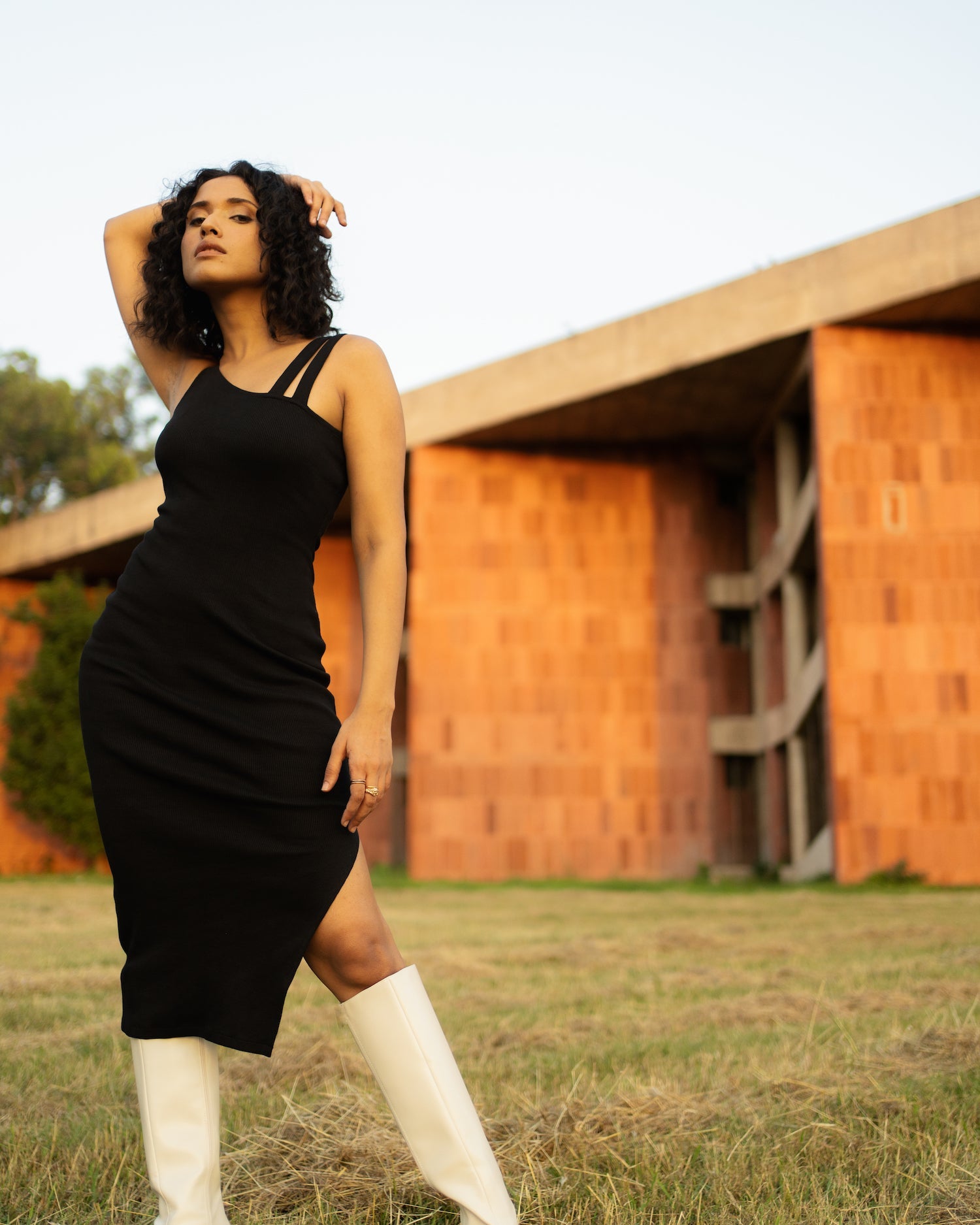 Black Cotton Midi Dress at Kamakhyaa by Meko Studio. This item is Black, Cotton, Evening Wear, July Sale, July Sale 2023, Midi Dresses, Sleeveless Dresses, Slim Fit, Solids, Strap Dresses, Tranquil AW-22/23, Womenswear