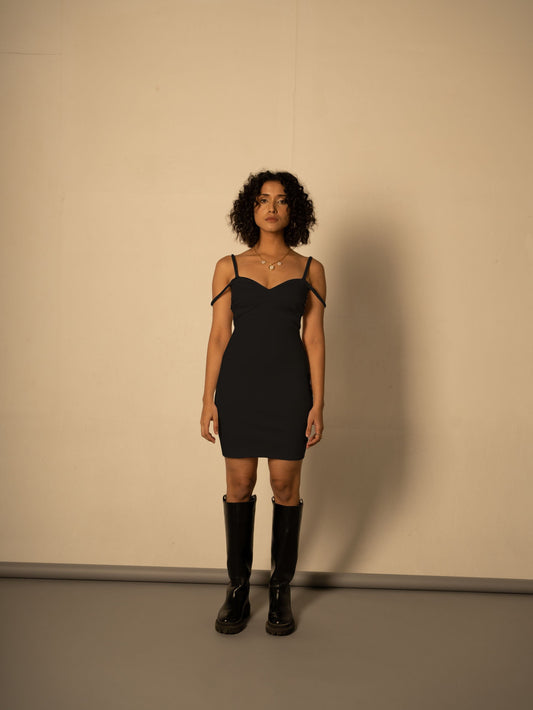 Black Cotton Mini Dress at Kamakhyaa by Meko Studio. This item is Black, Cotton, Evening Wear, For Birthday, July Sale, July Sale 2023, Mini Dresses, Sleeveless Dresses, Slim Fit, Solid Selfmade, Solids, Strap Dresses, Tranquil AW-22/23, Womenswear