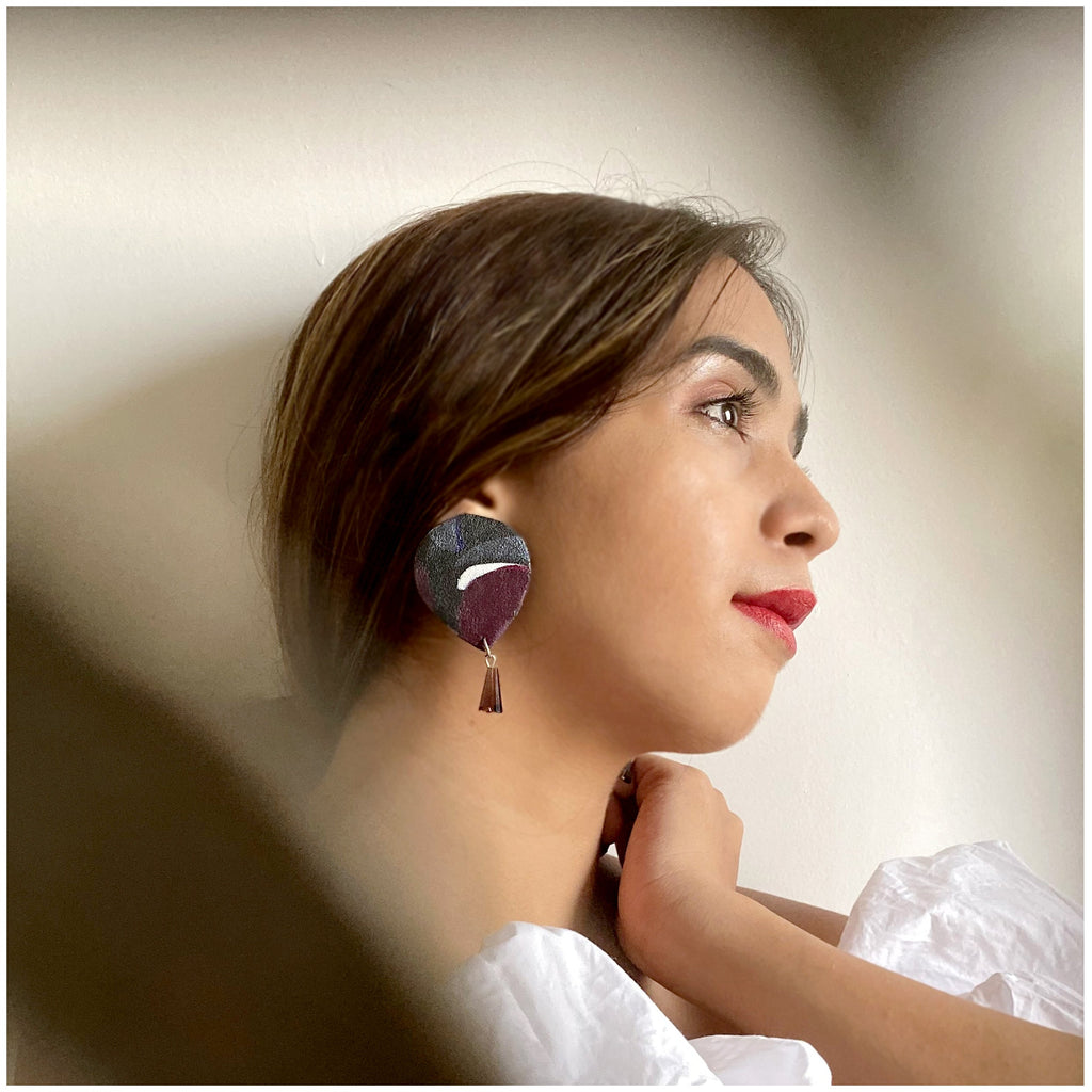 Black DanglersEunoia at Kamakhyaa by Noupelle. This item is Black, Danglers, Fashion Jewellery, Free Size, jewelry, Less than $50, Natural, Party Wear, Products less than $25, Upcycled, Upcycled leather