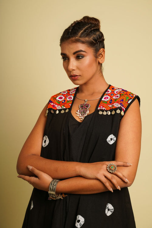Black Embroidered Cotton Co-ord Set at Kamakhyaa by Keva. This item is 100% cotton, Black, Co-ord Sets, FB ADS JUNE, For Anniversary, Fusion Wear, Natural, New, Ombre & Dyes, party, Party Wear Co-ords, Printed Selfsame, Regular Fit, Saba, Womenswear