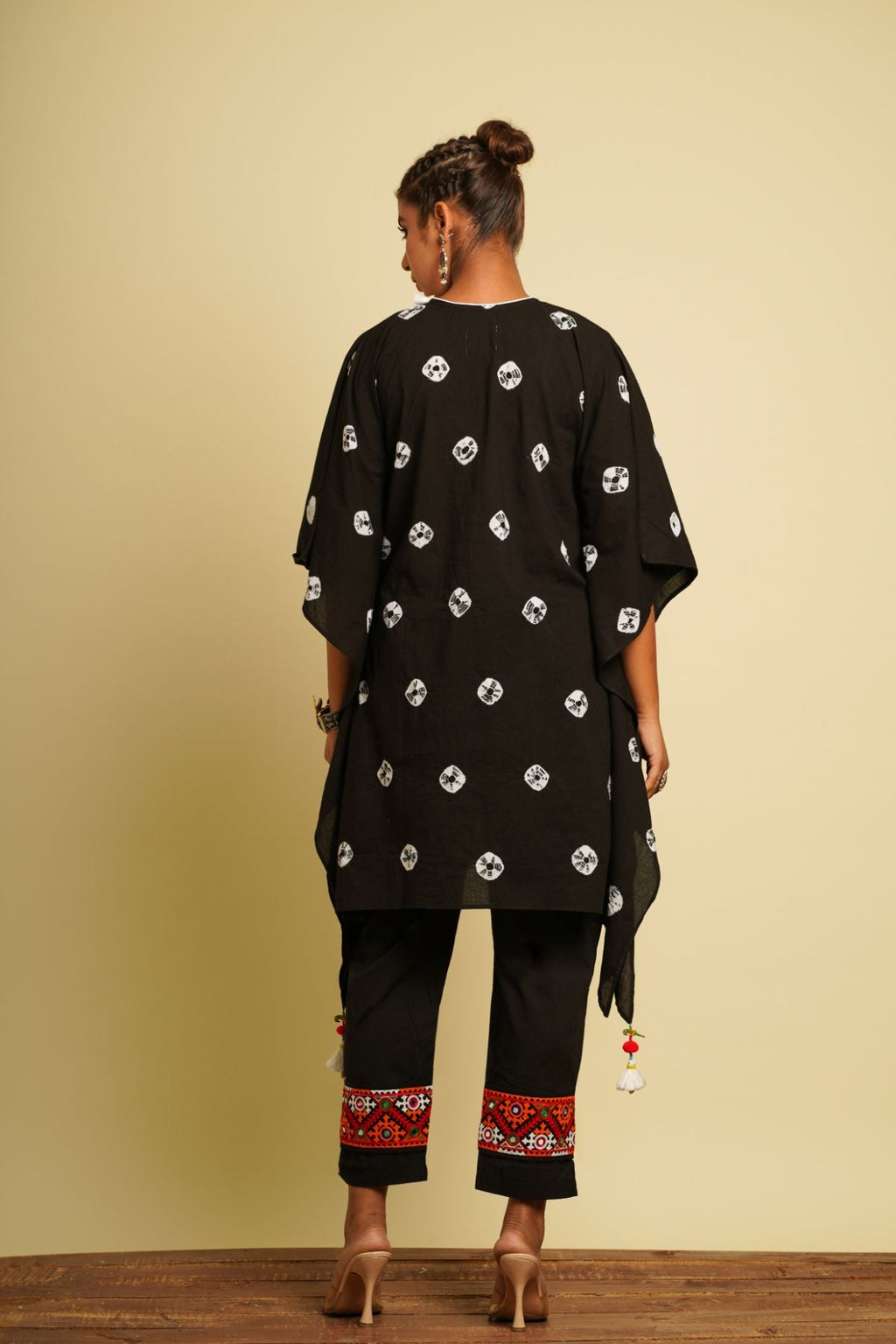 Black Embroidered Cotton Co-ord Set at Kamakhyaa by Keva. This item is 100% cotton, Black, Co-ord Sets, Fusion Wear, Kaftan Set, Natural, New, Ombre & Dyes, party, Party Wear Co-ords, Relaxed Fit, Saba, Womenswear