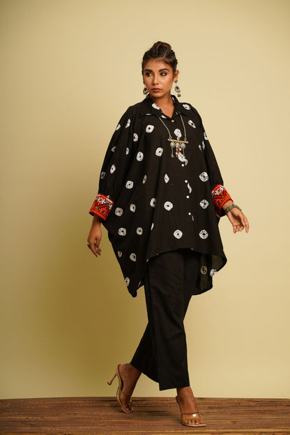 Black Embroidered Cotton Co-ord Set at Kamakhyaa by Keva. This item is 100% cotton, Black, Co-ord Sets, FB ADS JUNE, Fusion Wear, Natural, New, Ombre & Dyes, party, Party Wear Co-ords, Printed Selfsame, Relaxed Fit, Saba, Womenswear