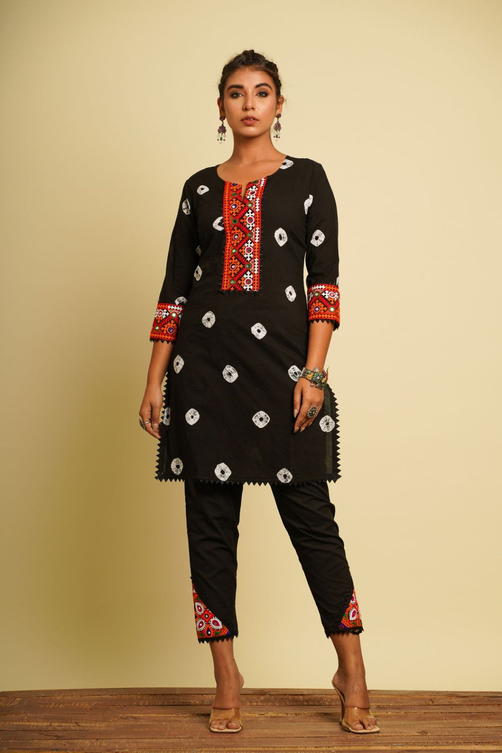 Black Embroidered Cotton Co-ord Set at Kamakhyaa by Keva. This item is 100% cotton, Black, Fusion Wear, Indian Wear, Kurta Pant Sets, Natural, New, Ombre & Dyes, Regular Fit, Saba, Womenswear