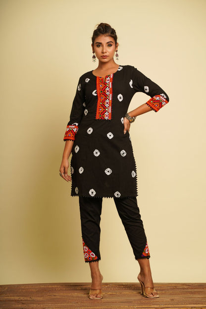 Black Embroidered Cotton Co-ord Set at Kamakhyaa by Keva. This item is 100% cotton, Black, Fusion Wear, Indian Wear, Kurta Pant Sets, Natural, New, Ombre & Dyes, Regular Fit, Saba, Womenswear