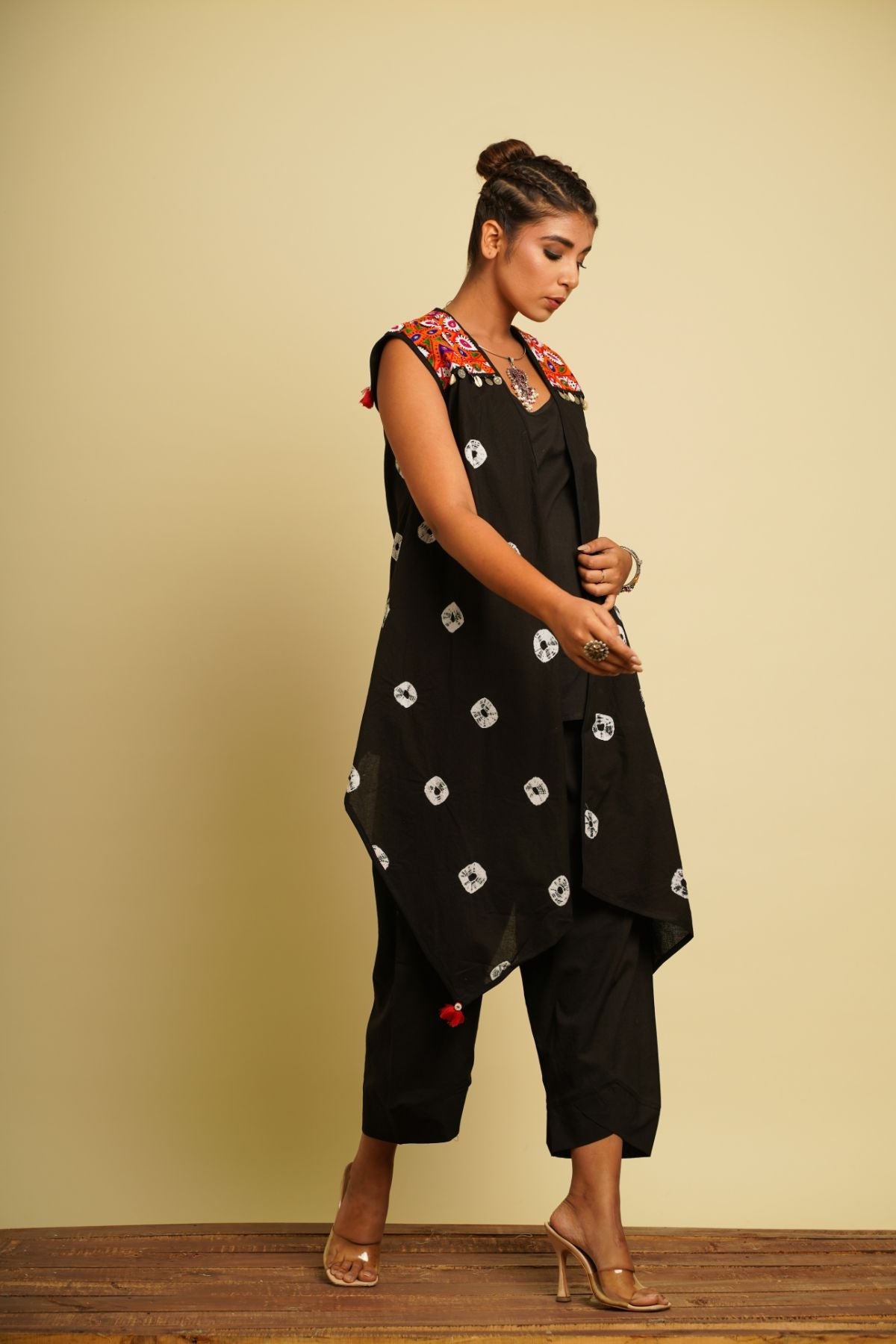 Black Embroidered Cotton Co-ord Set at Kamakhyaa by Keva. This item is 100% cotton, Black, Co-ord Sets, FB ADS JUNE, For Anniversary, Fusion Wear, Natural, New, Ombre & Dyes, party, Party Wear Co-ords, Printed Selfsame, Regular Fit, Saba, Womenswear