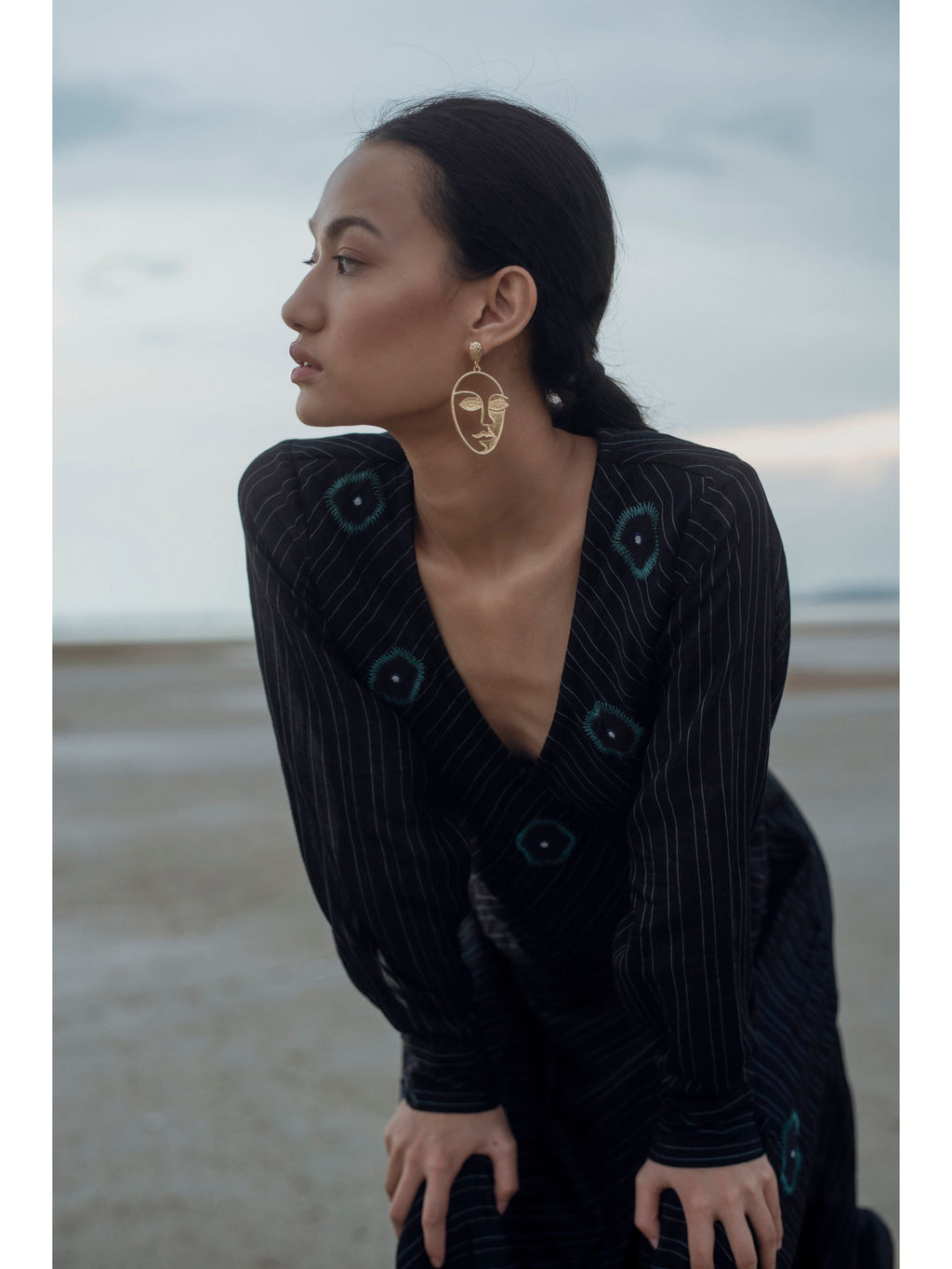 Black Embroidered Midi Dress at Kamakhyaa by The Loom Art. This item is Black, Handwoven silk, July Sale, July Sale 2023, Midi Dresses, Natural, Party Wear, Prints, Regular Fit, Serendipity, Womenswear