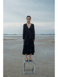 Black Embroidered Midi Dress at Kamakhyaa by The Loom Art. This item is Black, Handwoven silk, July Sale, July Sale 2023, Midi Dresses, Natural, Party Wear, Prints, Regular Fit, Serendipity, Womenswear
