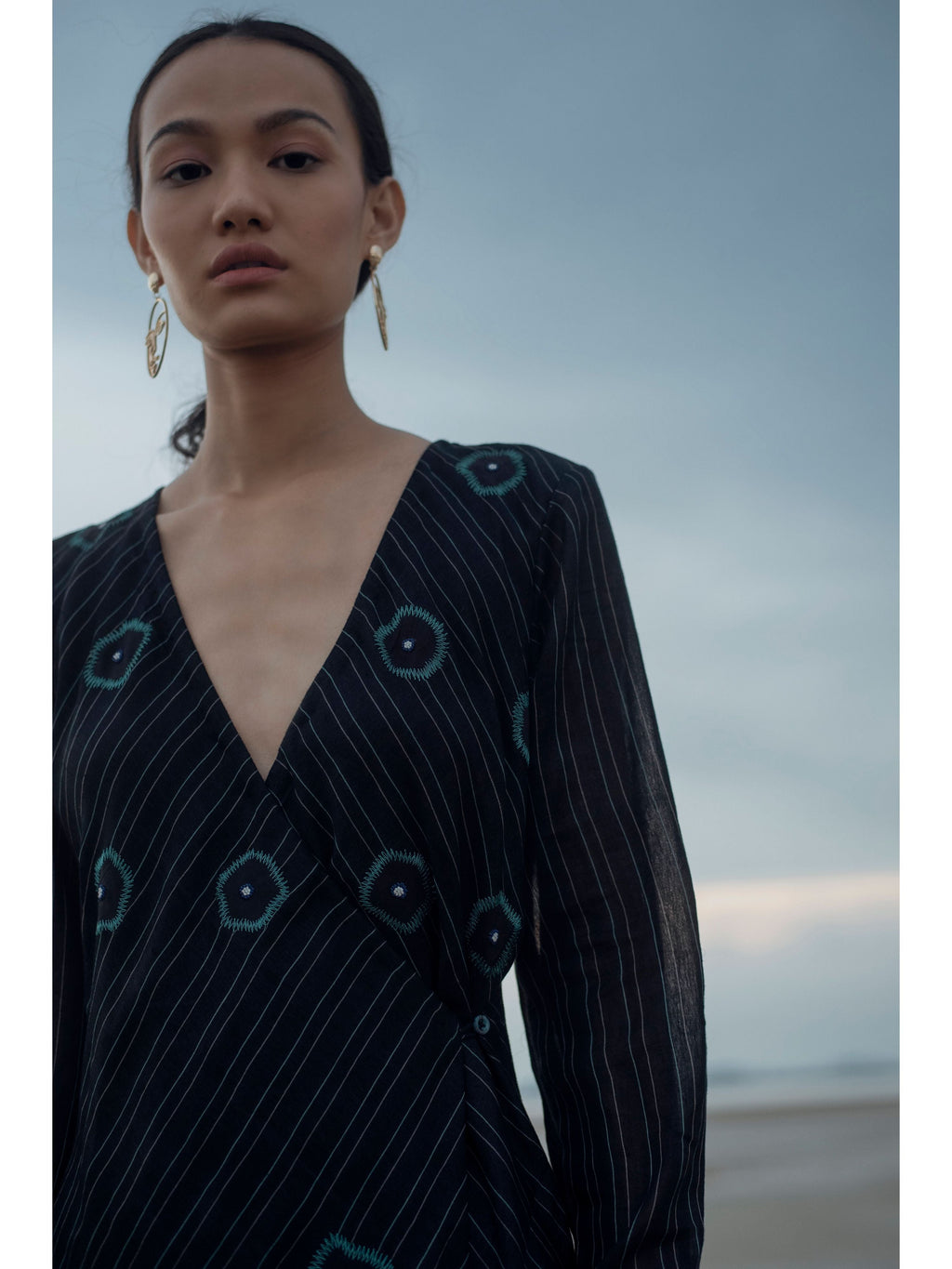 Black Embroidered Midi Dress at Kamakhyaa by The Loom Art. This item is Black, Handwoven silk, July Sale, July Sale 2023, Midi Dresses, Natural, Party Wear, Prints, Regular Fit, Serendipity, Womenswear