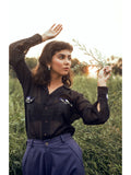 Black Embroidered Shirt at Kamakhyaa by The Loom Art. This item is Black, Embroidered, July Sale, July Sale 2023, Natural, Organic, Party Wear, Permanent Vacation, Regular Fit, Shirts, Solids, Tops, Womenswear