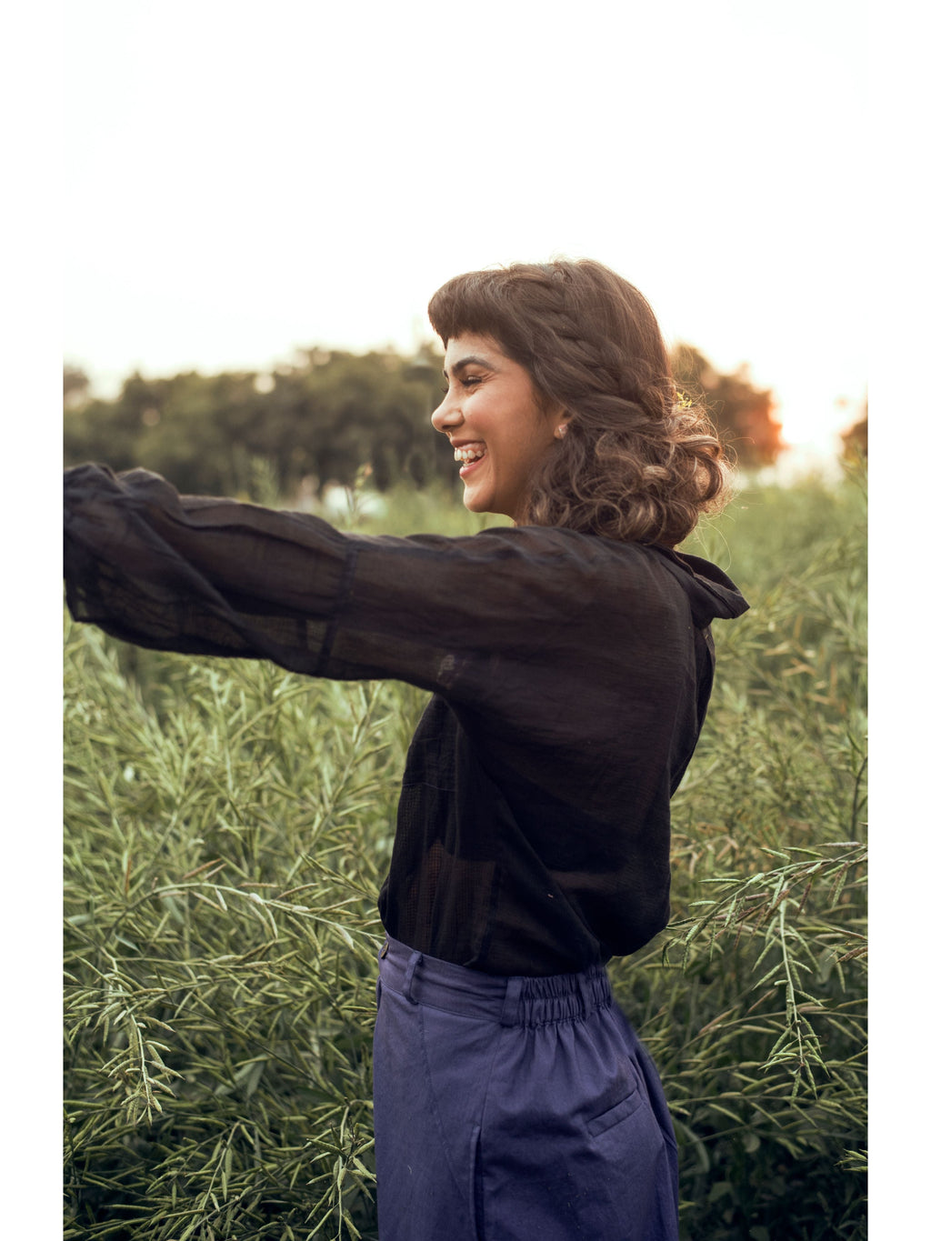 Black Embroidered Shirt at Kamakhyaa by The Loom Art. This item is Black, Embroidered, July Sale, July Sale 2023, Natural, Organic, Party Wear, Permanent Vacation, Regular Fit, Shirts, Solids, Tops, Womenswear