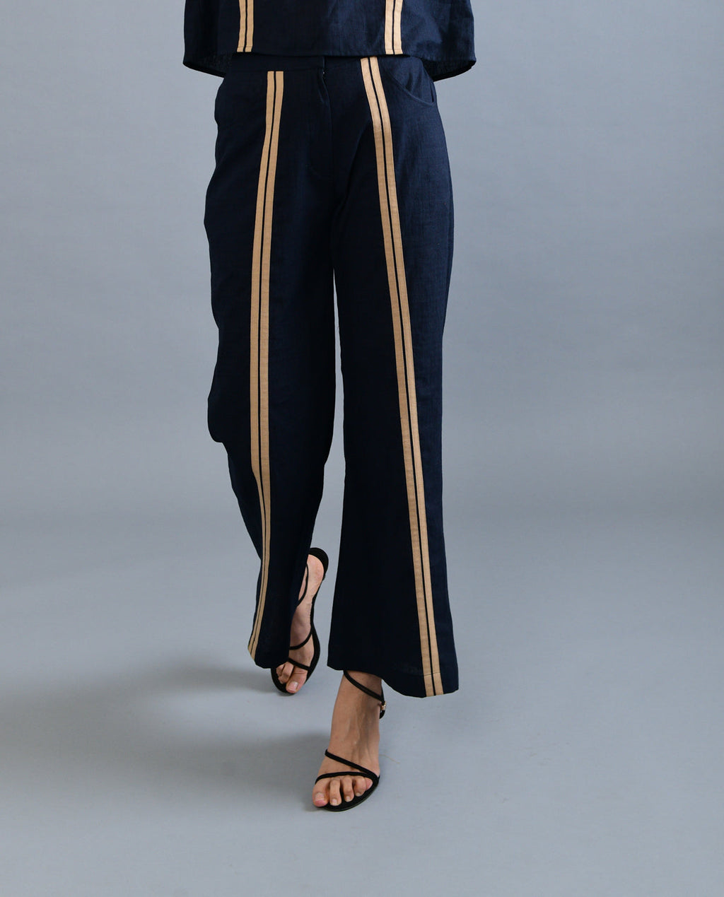 Black Handloom Cotton Pant at Kamakhyaa by Rias Jaipur. This item is Black, Casual Wear, Handloom Cotton, Handspun, Handwoven, Hue, Pants, Regular Fit, Solids, Stripes, Womenswear