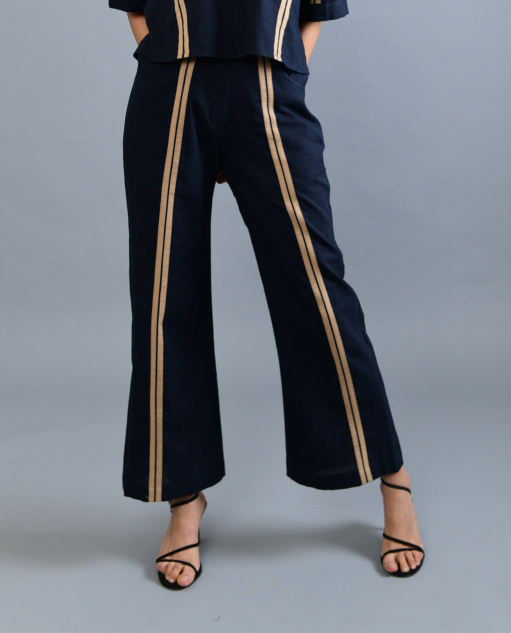 Black Handloom Cotton Pant at Kamakhyaa by Rias Jaipur. This item is Black, Casual Wear, Handloom Cotton, Handspun, Handwoven, Hue, Pants, Regular Fit, Solids, Stripes, Womenswear