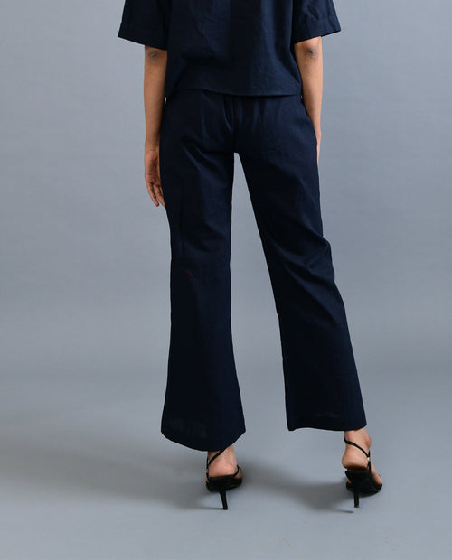 Black Handloom Cotton Pant at Kamakhyaa by Rias Jaipur. This item is Black, Casual Wear, Handloom Cotton, Handspun, Handwoven, Hue, Pants, Regular Fit, Solids, Stripes, Womenswear