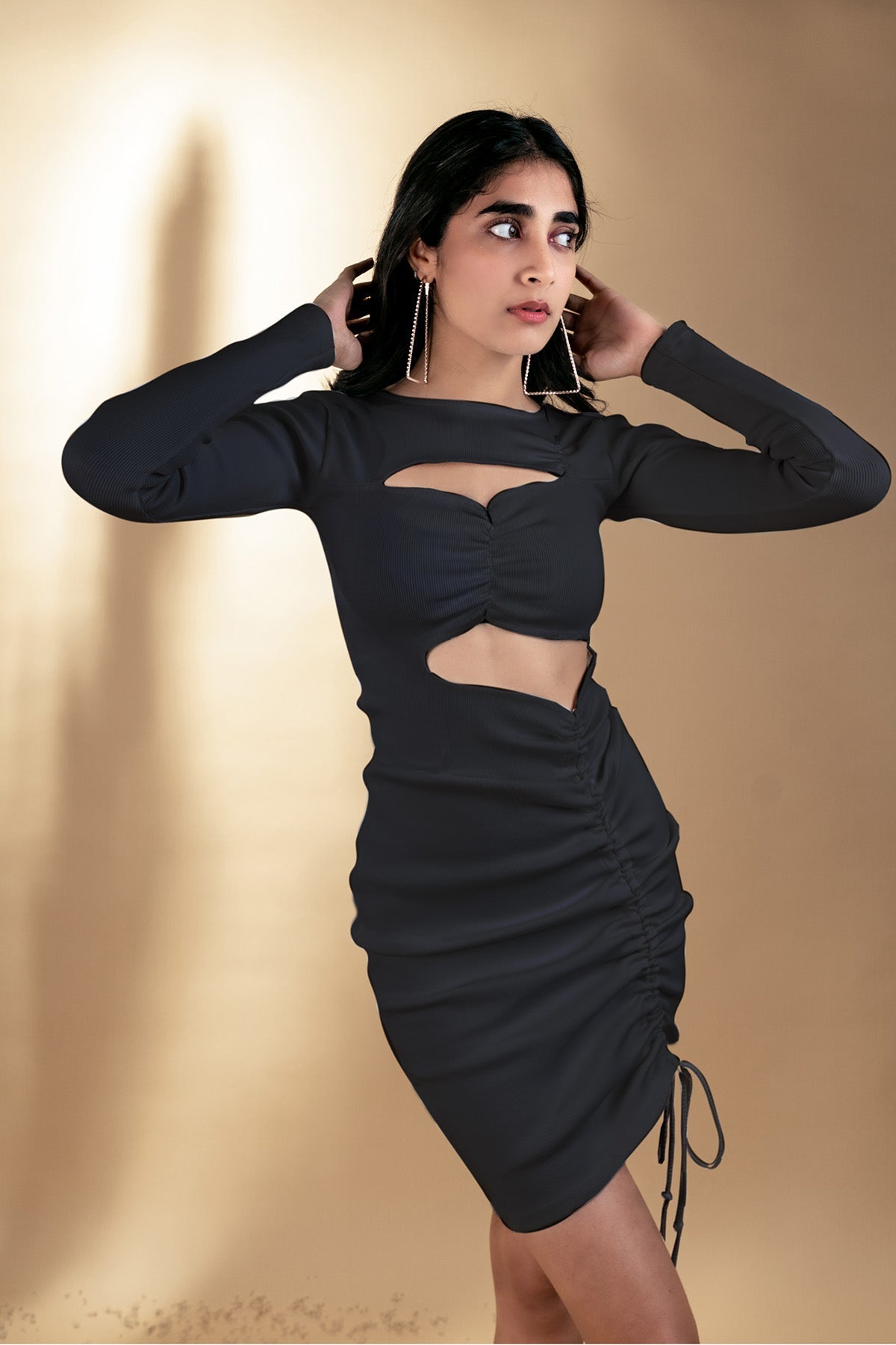 Black Mini Dress at Kamakhyaa by Meko Studio. This item is Black, Cut Out Dresses, Deadstock Fabrics, Evening Wear, For Her, July Sale, July Sale 2023, Mini Dresses, Reroot AW-21/22, Slim Fit, Solid Selfmade, Solids, Womenswear