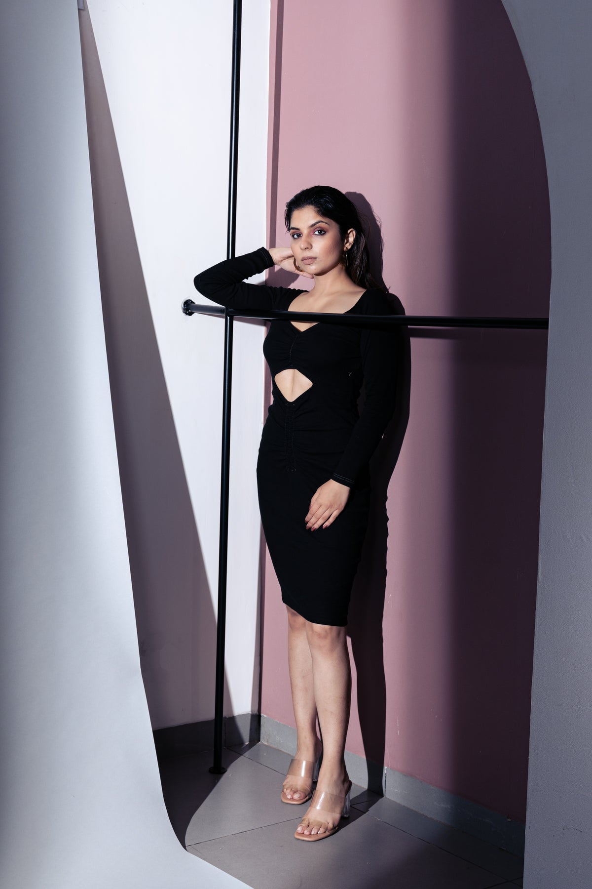 Black Mini Dress at Kamakhyaa by Meko Studio. This item is Black, Cut Out Dresses, Deadstock Fabrics, Evening Wear, For Birthday, For Her, July Sale, July Sale 2023, Mini Dresses, Reroot AW-21/22, Slim Fit, Solids, Womenswear