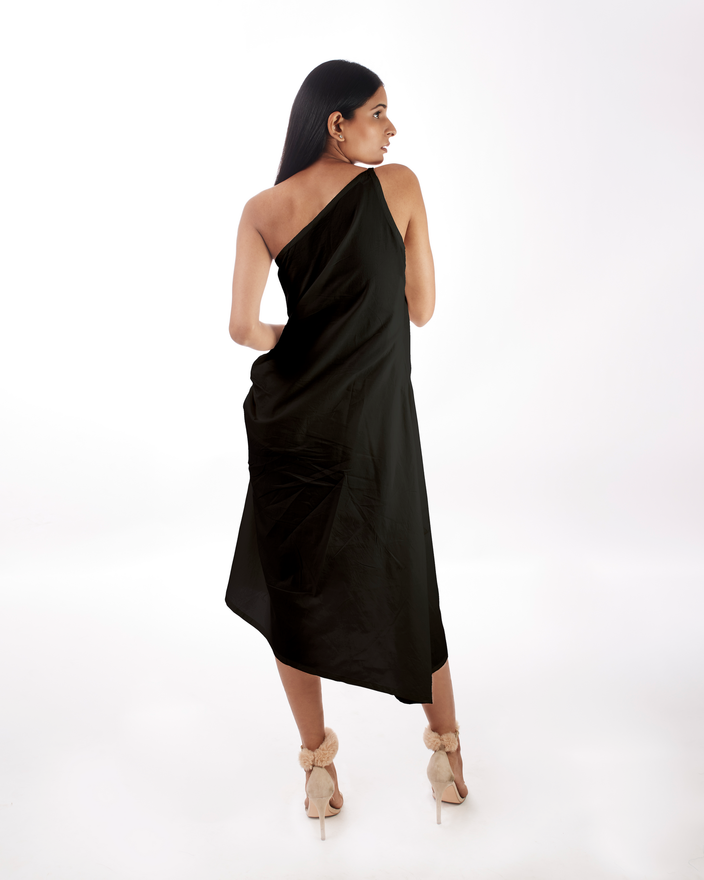 Black One Shoulder Dress at Kamakhyaa by Kamakhyaa. This item is 100% pure cotton, Black, Evening Wear, FB ADS JUNE, KKYSS, Natural, One Shoulder Dresses, Regular Fit, Solids, Summer Sutra, Womenswear