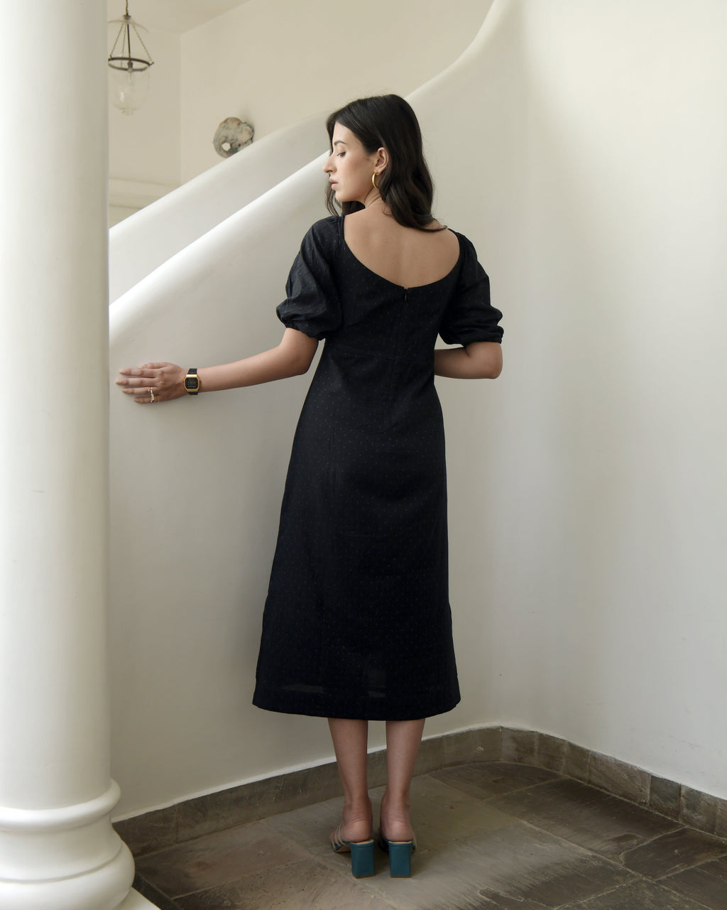 Black Printed Maxi Dress at Kamakhyaa by Taro. This item is Black, Duplicate, Evening Wear, Handwoven Cotton, Highend fashion, July Sale, July Sale 2023, Midi Dresses, Natural, Regular Fit, Solids, Wildflower Taro, Womenswear