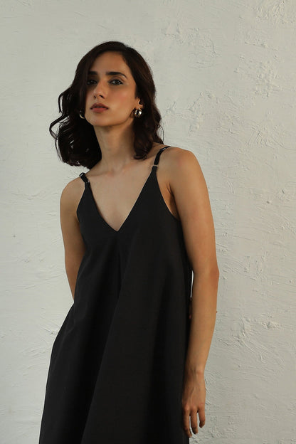 Black Sleeveless Cotton Maxi Dress at Kamakhyaa by Canoopi. This item is Black, Canoopi, Casual Wear, Dresses, Natural, Poplin, Regular Fit, Sleeveless Dresses, Solids, Womenswear