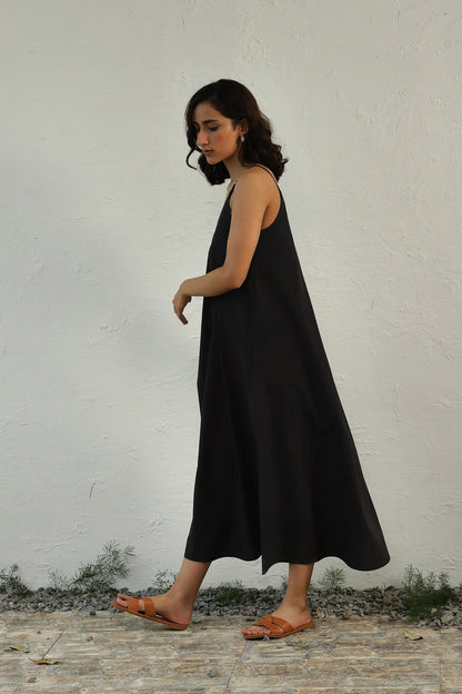 Black Sleeveless Cotton Maxi Dress at Kamakhyaa by Canoopi. This item is Black, Canoopi, Casual Wear, Dresses, Natural, Poplin, Regular Fit, Sleeveless Dresses, Solids, Womenswear