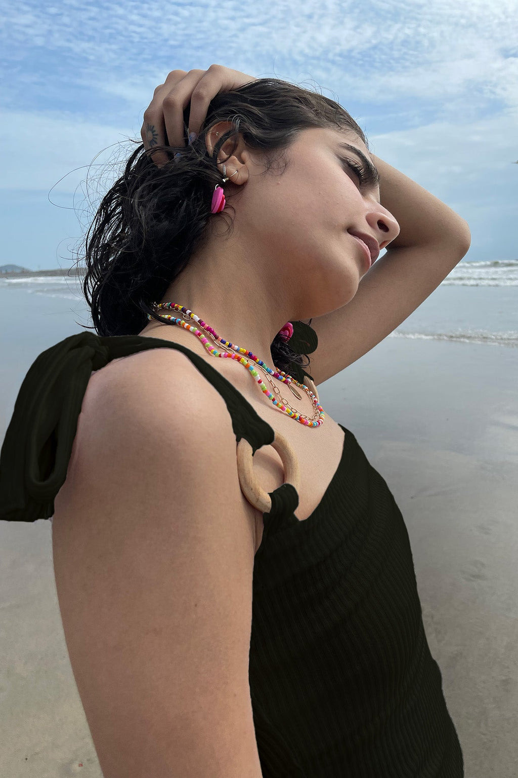 Black Sleeveless Top at Kamakhyaa by Meko Studio. This item is Black, Casual Wear, Cotton, Deadstock Fabrics, July Sale, July Sale 2023, Lycra, Reroot AW-21/22, Sleeveless Tops, Slim Fit, Solids, Spaghettis, Womenswear