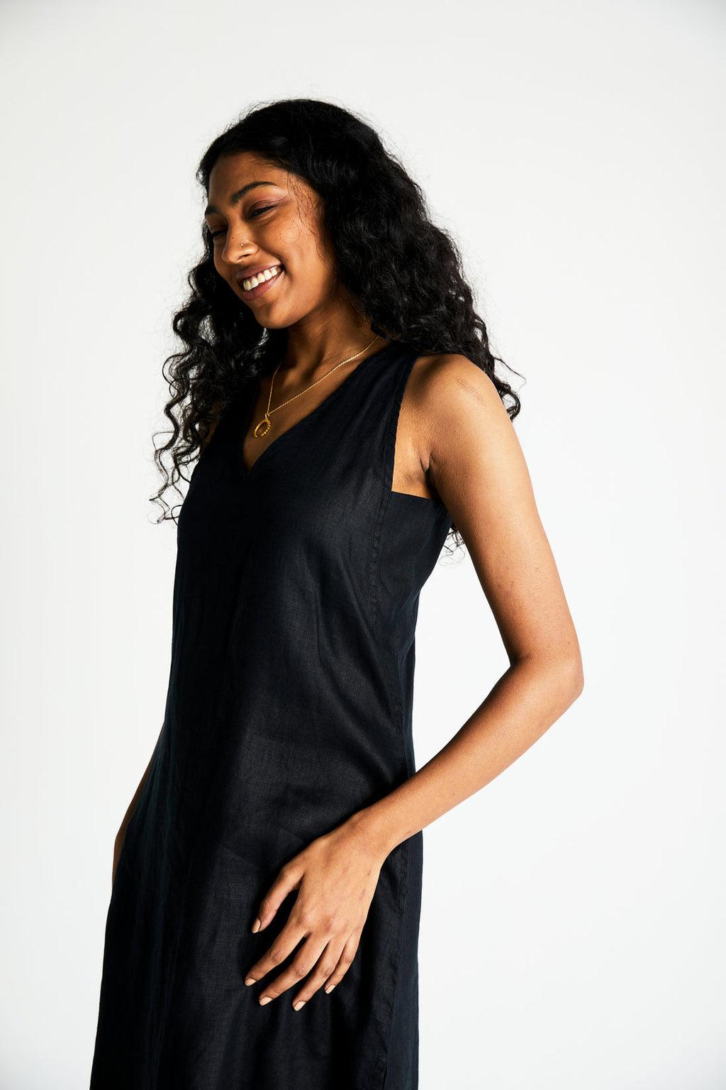 Black The Hemp Noir Dress at Kamakhyaa by Reistor. This item is Best Selling, Black, Dresses, Hemp, Midi Dresses, Natural, Noir, Office Wear, Regular Fit, Sleeveless Dresses, Solid Selfmade, Solids, Womenswear