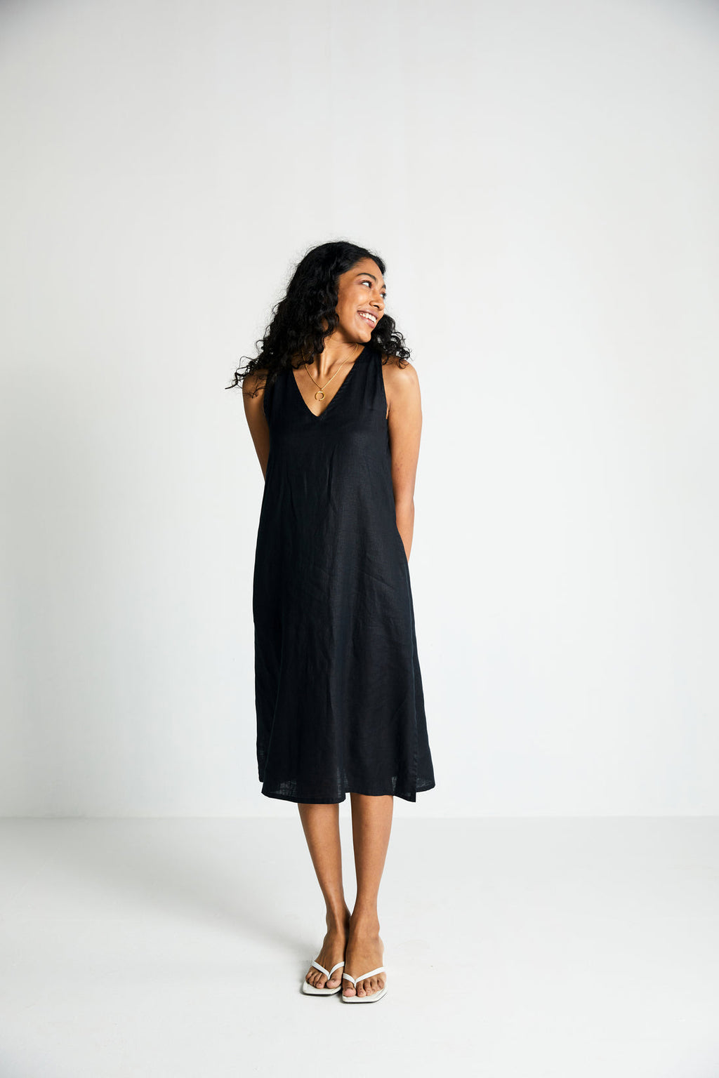 Black The Hemp Noir Dress at Kamakhyaa by Reistor. This item is Best Selling, Black, Dresses, Hemp, Midi Dresses, Natural, Noir, Office Wear, Regular Fit, Sleeveless Dresses, Solid Selfmade, Solids, Womenswear