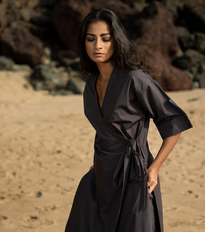 Black Two Piece Set at Kamakhyaa by Khara Kapas. This item is Black, Co-ord Sets, Cotton, Natural, Oh Carol, Regular Fit, Resort Wear, Solids, Vacation, Vacation Co-ords, Womenswear