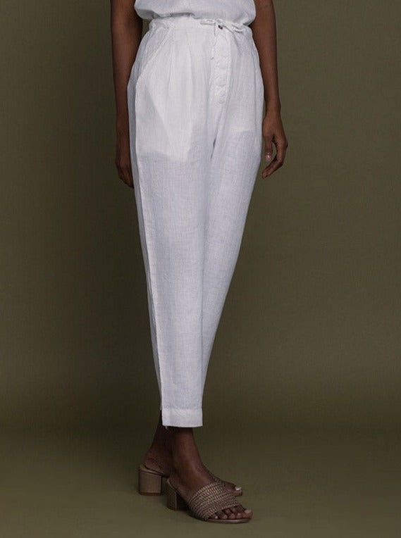 Blankets On The Beach Pants - Coconut White at Kamakhyaa by Reistor. This item is Fitted At Waist, Hemp, Natural, Office Wear, Pants, Solids, White, Womenswear