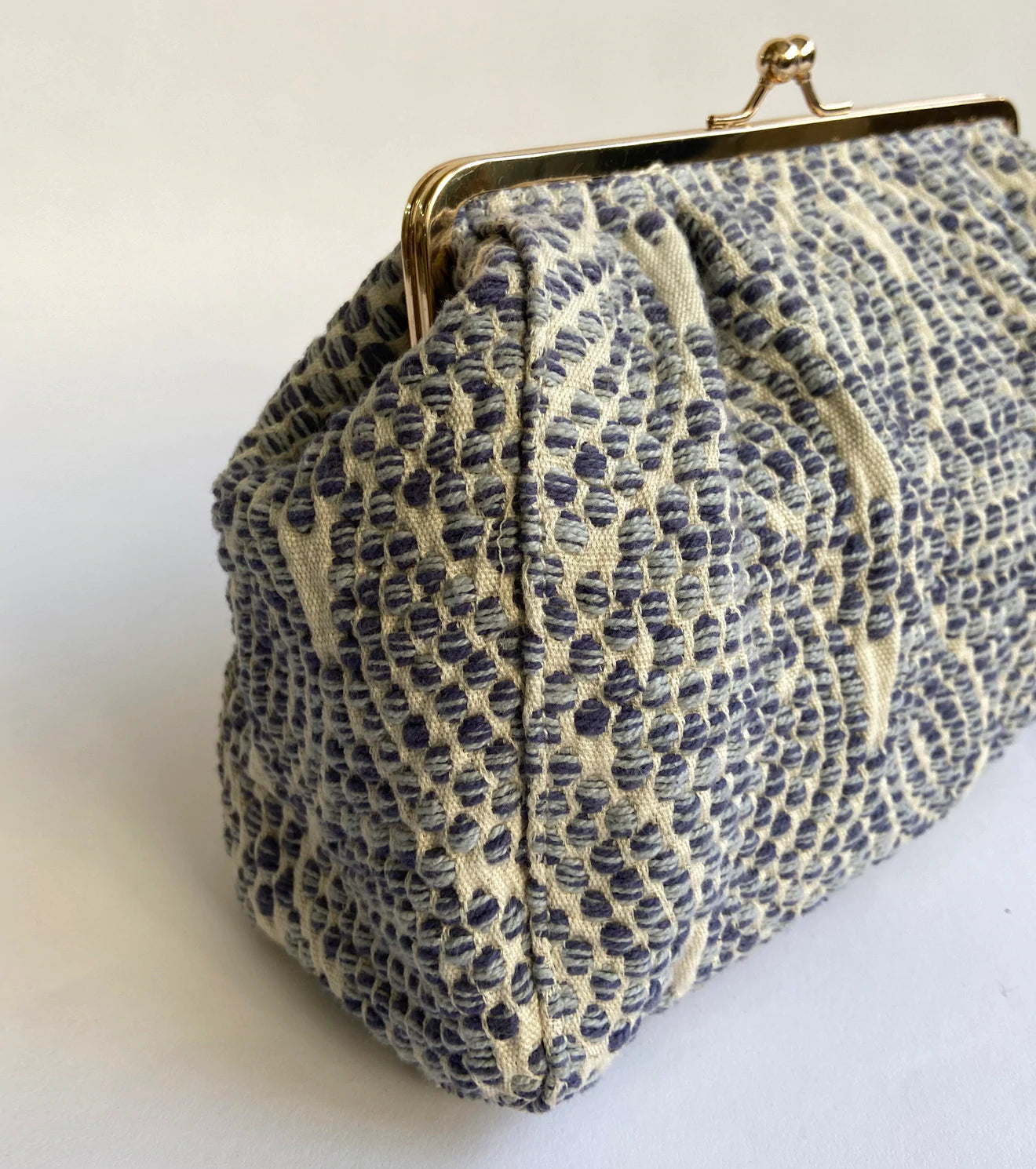 Blue And White Clutch at Kamakhyaa by Khara Kapas. This item is Add Ons, Bags, Blue, Clutch, Evening Wear, Free Size, Handloom Cotton, Natural, Sienna KK, Textured