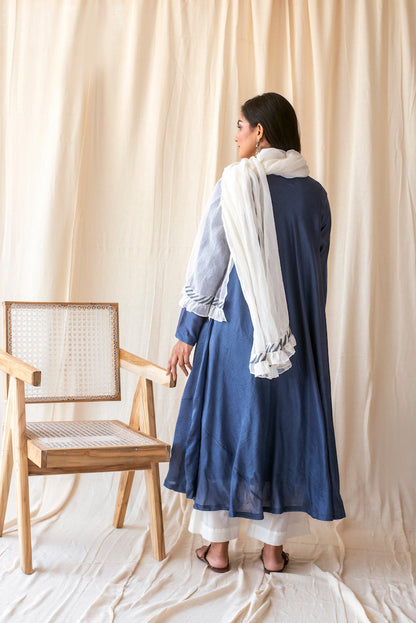 Blue Chanderi Silk Kurta Set With Dupatta at Kamakhyaa by Taro. This item is Blue, Chanderi Silk, Evening Wear, For Mother, Indian Wear, July Sale, July Sale 2023, Kurta Palazzo Sets, Natural, Regular Fit, Rozana Taro, Solids, Womenswear