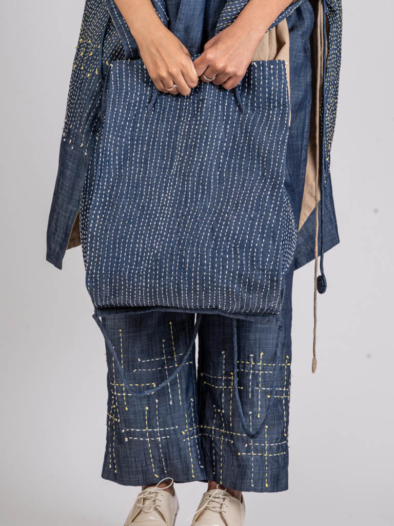Blue Denim Back Pack at Kamakhyaa by Chambray & Co.. This item is Add Ons, Backpacks, Bags, Blue, Casual Wear, Cotton, Embroidered, Free Size, Natural