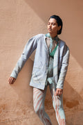 Blue Embroidered Jacket at Kamakhyaa by The Loom Art. This item is Between the Lines, Blue, Embroidered, Jackets, July Sale, July Sale 2023, Matka SilK, Natural, Party Wear, Regular Fit, Womenswear