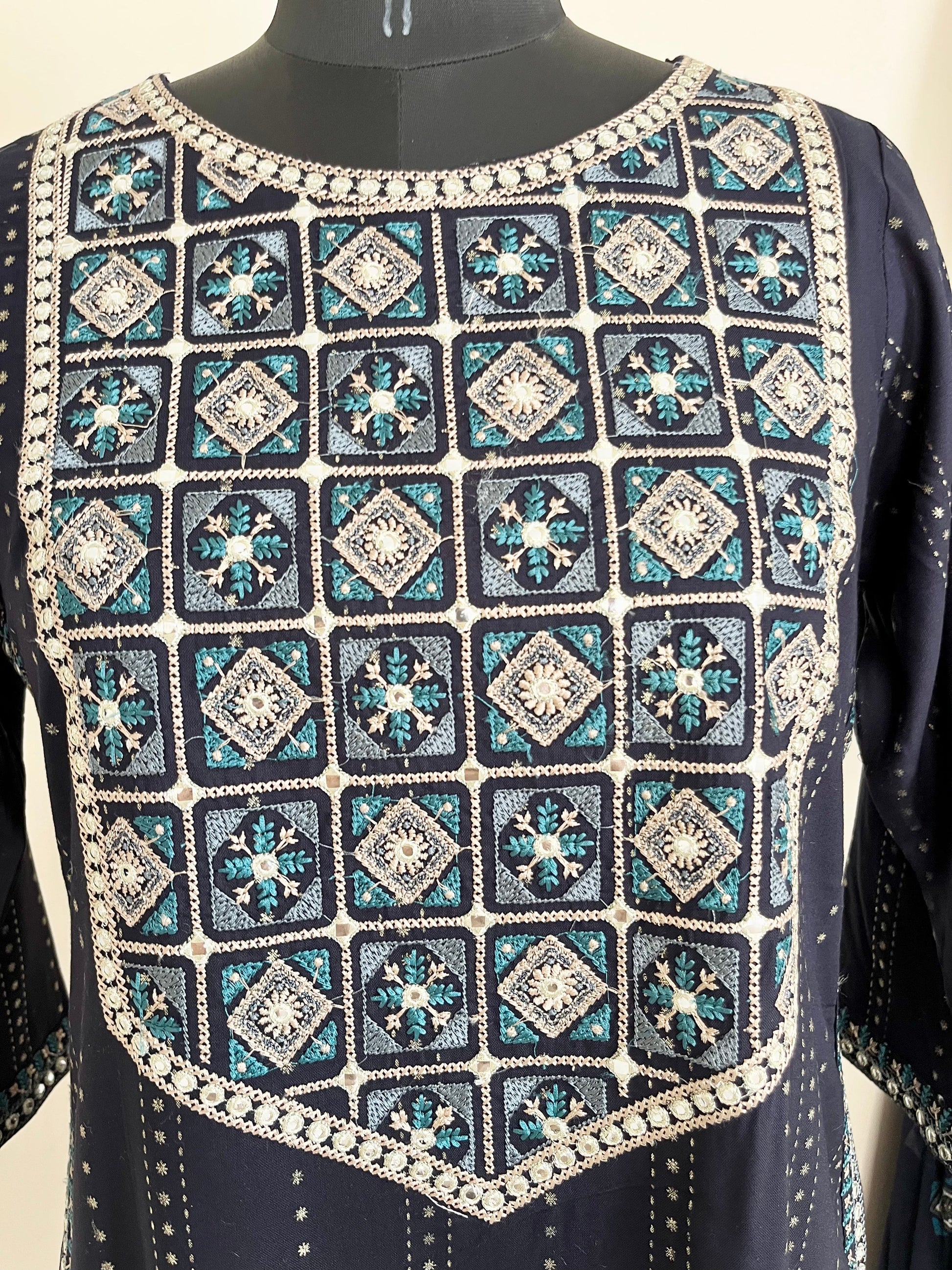 Blue Embroidered Kurta Set With Dupatta at Kamakhyaa by Kamakhyaa. This item is Blue, Cotton, Embroidered, Ethnic Wear, Kurta Pant Sets, Kurta Set with Dupattas, Natural, Prints, Regular Fit, Womenswear