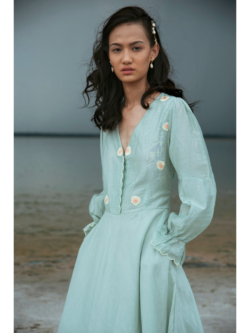 Blue Embroidered Maxi Dress at Kamakhyaa by The Loom Art. This item is Blue, Chanderi Silk, July Sale, July Sale 2023, Maxi Dresses, Natural, Party Wear, Regular Fit, Serendipity, Solid Selfmade, Solids, Womenswear