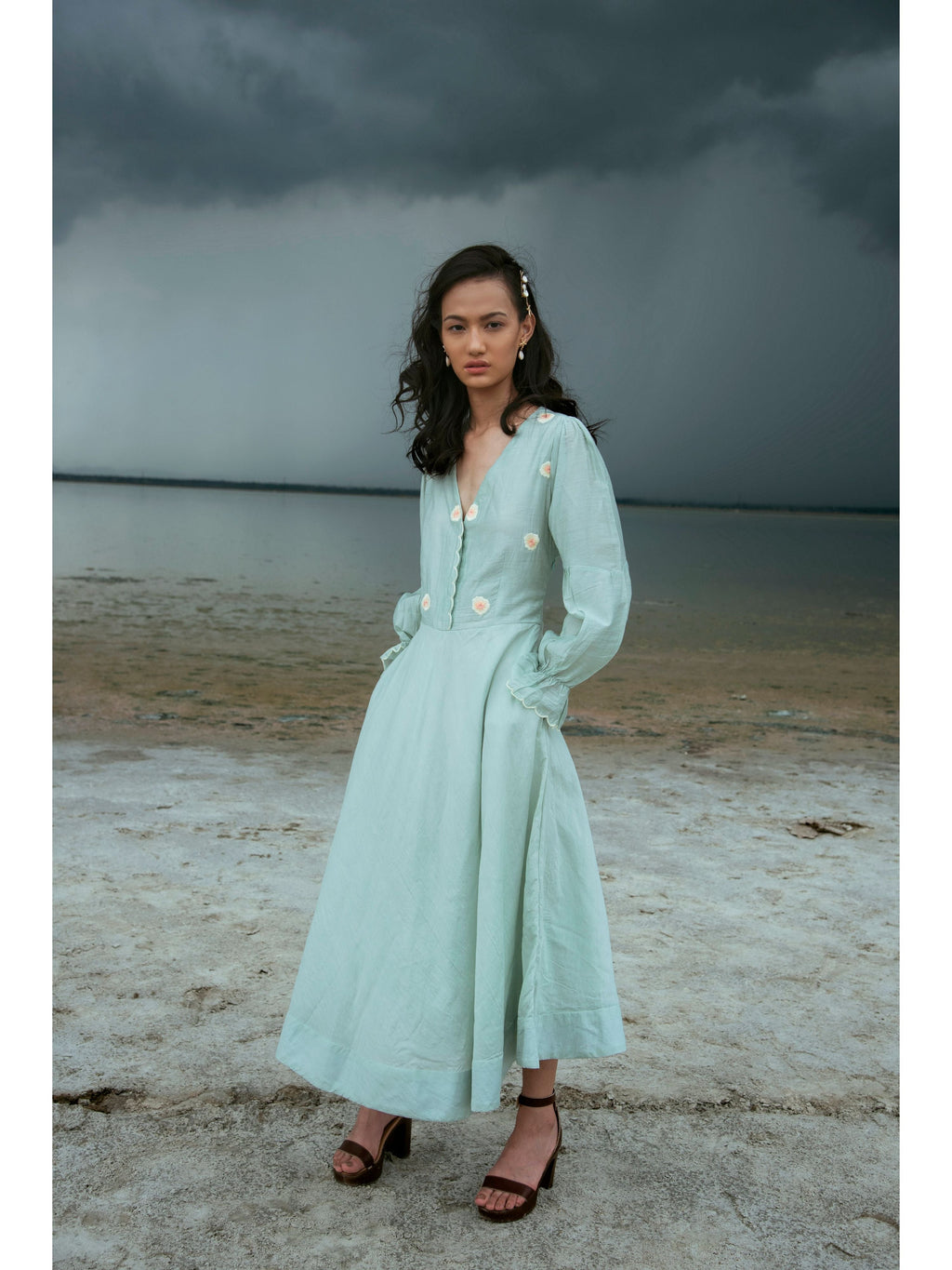 Blue Embroidered Maxi Dress at Kamakhyaa by The Loom Art. This item is Blue, Chanderi Silk, July Sale, July Sale 2023, Maxi Dresses, Natural, Party Wear, Regular Fit, Serendipity, Solid Selfmade, Solids, Womenswear