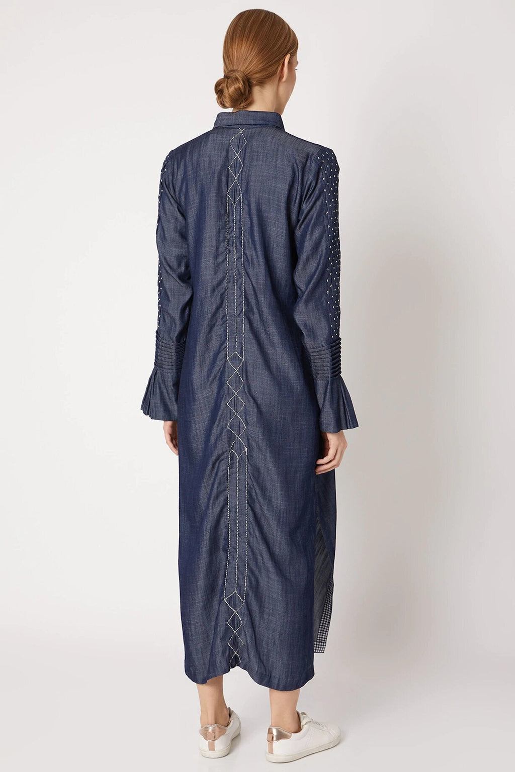 Blue Embroidered Shirt at Kamakhyaa by Chambray & Co.. This item is Blue, Casual Wear, Cotton, Natural, Regular Fit, Shirts, Solids, Tencel, Tops, Womenswear