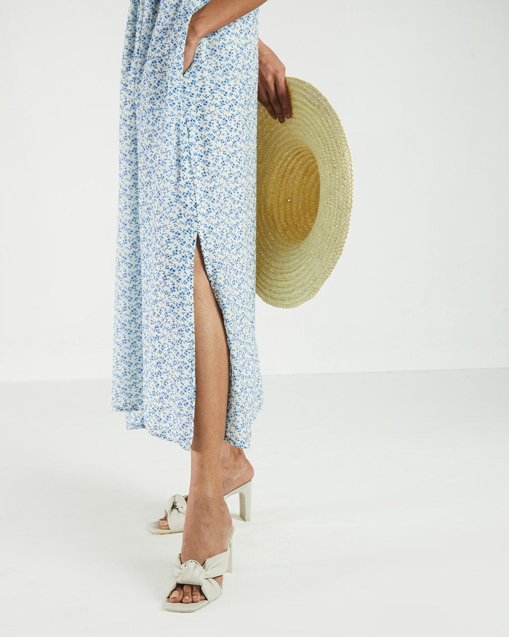 Blue Flowy Dress at Kamakhyaa by Reistor. This item is Bemberg, Best Selling, Blue, Casual Wear, Midi Dresses, Natural, Prints, Regular Fit, Womenswear