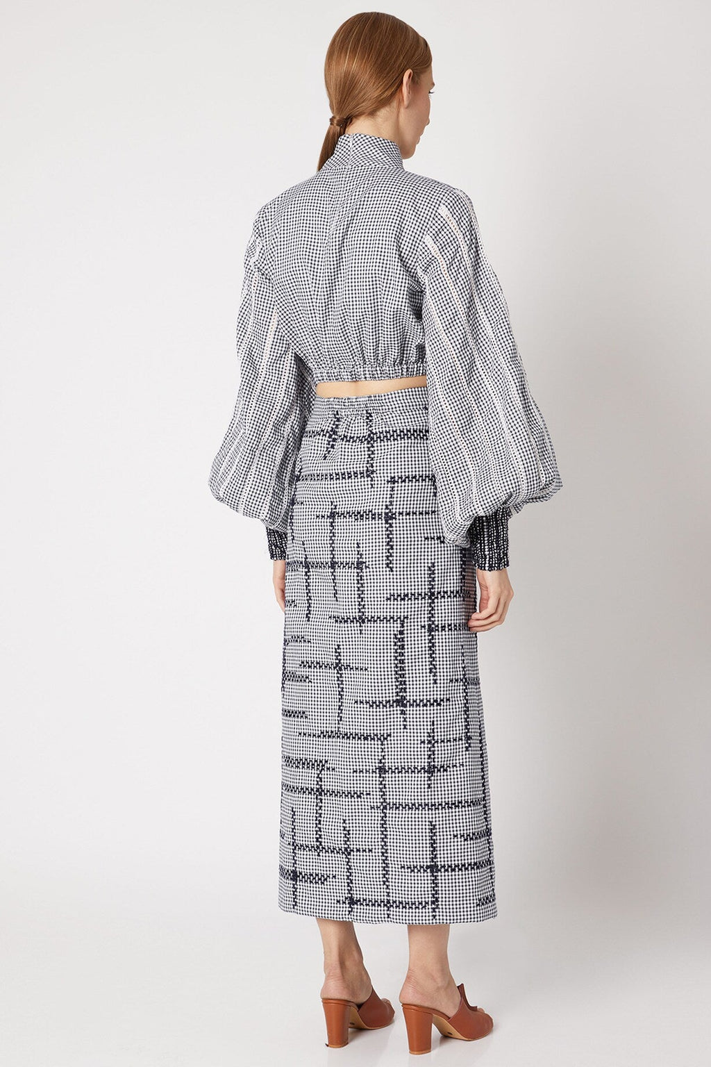 Blue Full Sleeve Check Cord Set at Kamakhyaa by Chambray & Co.. This item is Best Selling, Blue, Casual Wear, Checks, Co-ord Sets, Cotton, Natural, Regular Fit, Skirt Sets, Tencel, Vacation Co-ords, White, Womenswear