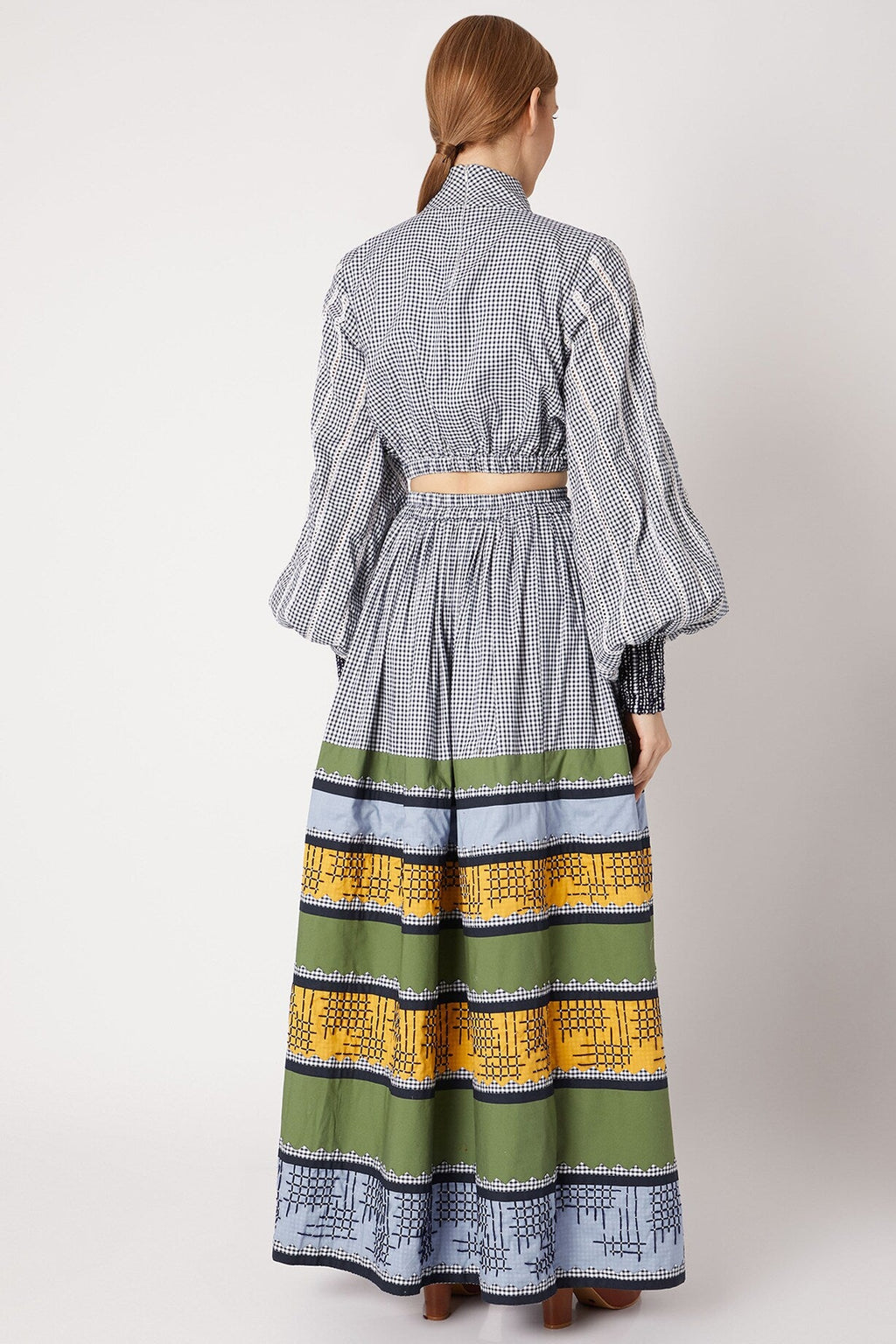 Blue Full Sleeve Cord Set at Kamakhyaa by Chambray & Co.. This item is Best Selling, Blue, Casual Wear, Checks, Co-ord Sets, Cotton, Natural, Regular Fit, Skirt Sets, Tencel, Vacation, Vacation Co-ords, White, Womenswear