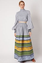 Blue Full Sleeve Cord Set at Kamakhyaa by Chambray & Co.. This item is Best Selling, Blue, Casual Wear, Checks, Co-ord Sets, Cotton, Natural, Regular Fit, Skirt Sets, Tencel, Vacation, Vacation Co-ords, White, Womenswear