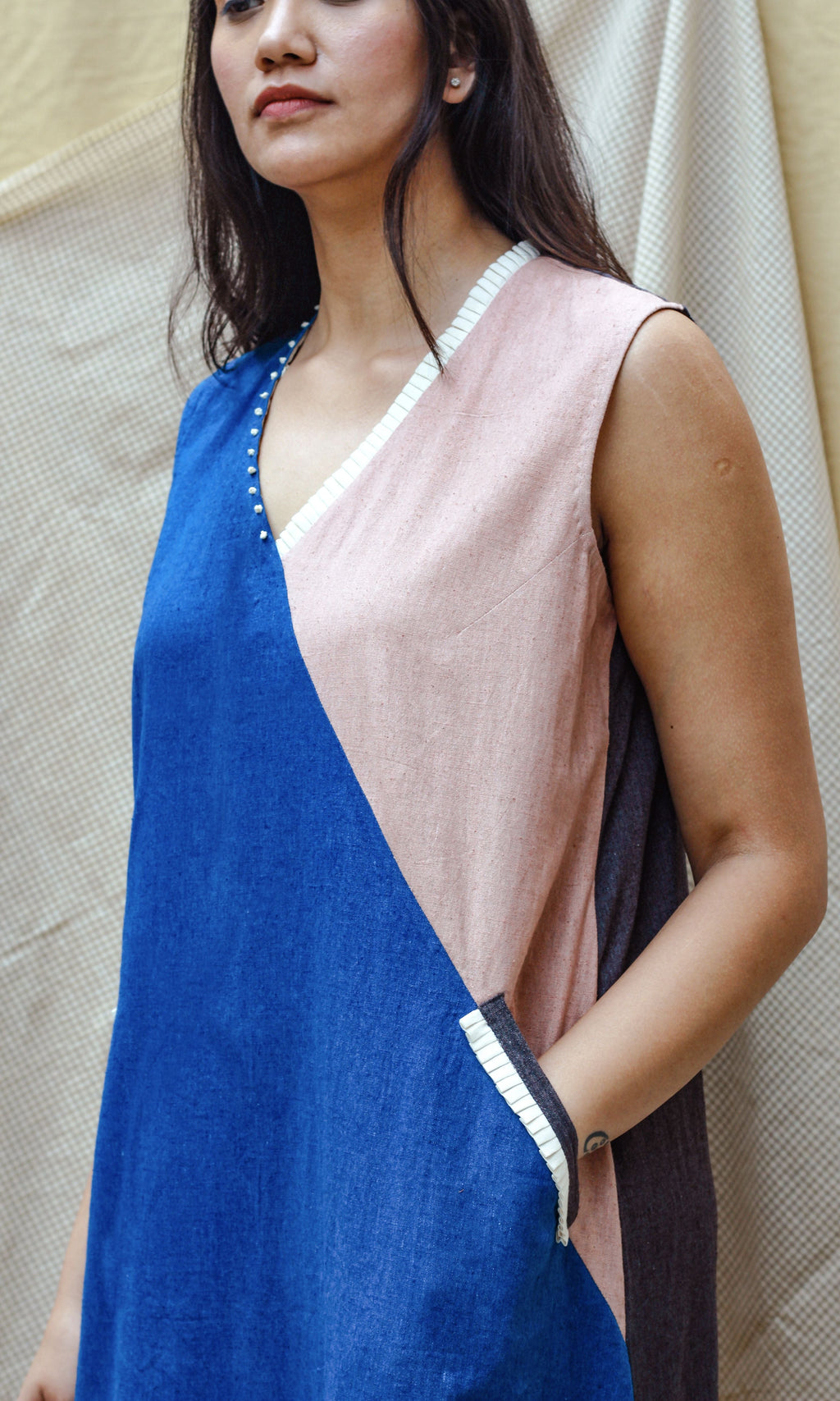 Blue Maxi Dress at Kamakhyaa by Chambray & Co.. This item is Blue, Casual Wear, Hand Spun Cotton, Maxi Dresses, Natural, Pink, Regular Fit, Render, Solids, Womenswear