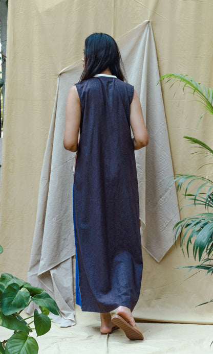 Blue Maxi Dress at Kamakhyaa by Chambray & Co.. This item is Blue, Casual Wear, Hand Spun Cotton, Maxi Dresses, Natural, Pink, Regular Fit, Render, Solids, Womenswear