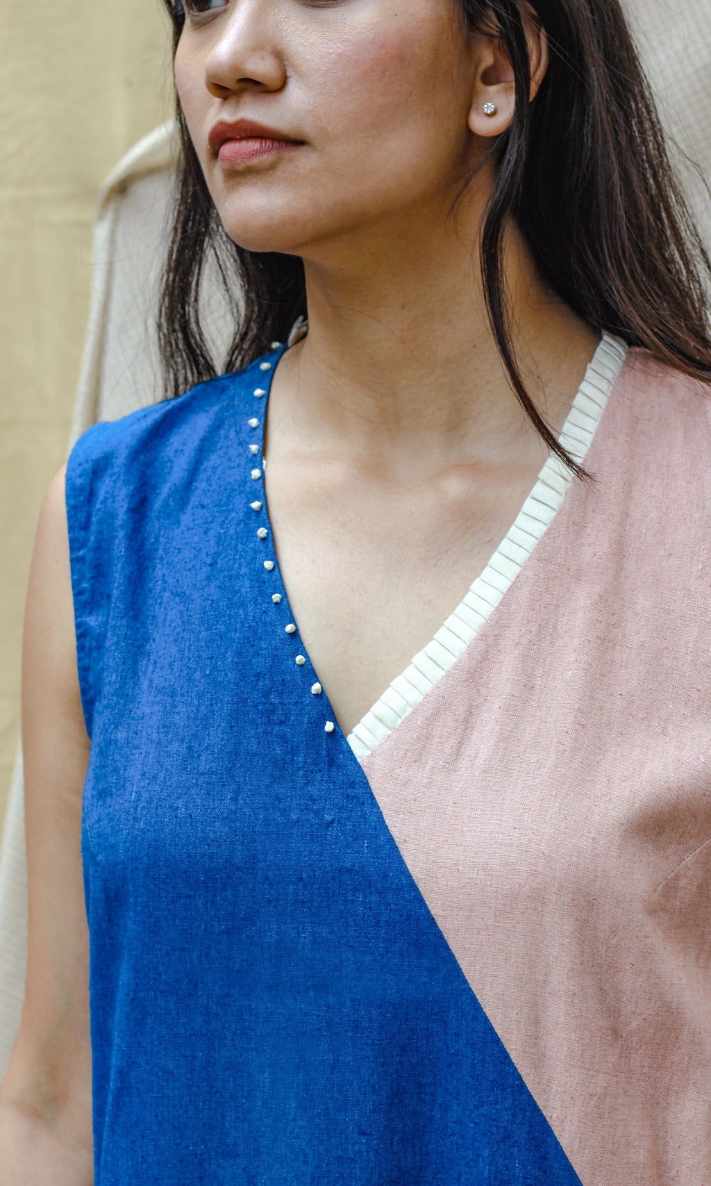 Blue Maxi Dress at Kamakhyaa by Chambray & Co.. This item is Blue, Casual Wear, Hand Spun Cotton, Maxi Dresses, Natural, Pink, Regular Fit, Render, Solids, Womenswear