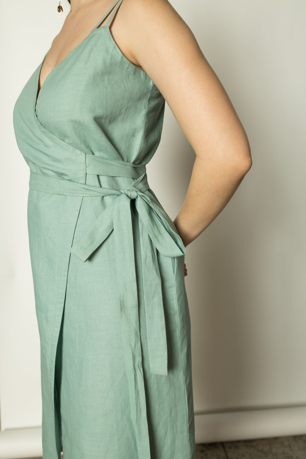 Blue Midi Dress with Slit at Kamakhyaa by Anushé Pirani. This item is Belts, Dresses, Green, Hemp, Midi Dresses, Regular Fit, solid, Womenswear