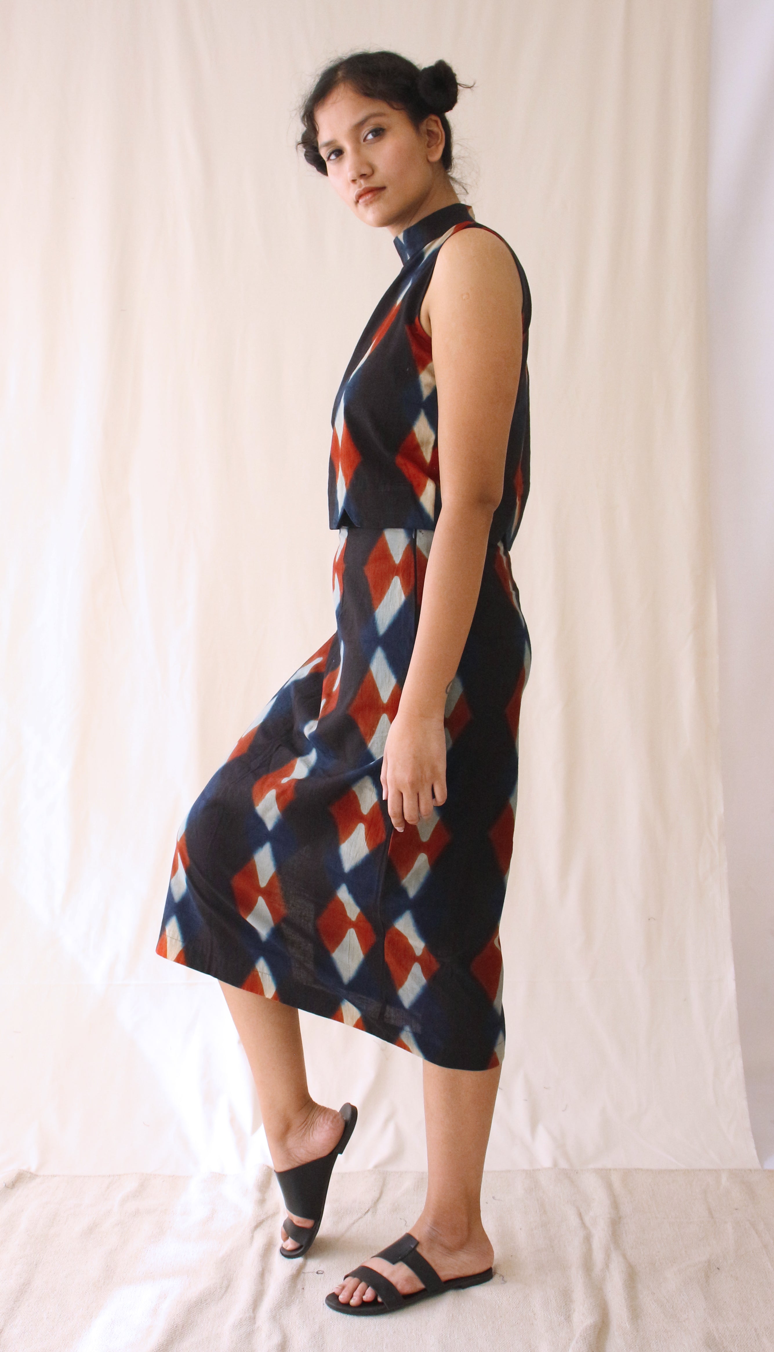 Blue Ombre & Dye Cotton Co-ord Set at Kamakhyaa by Chambray & Co.. This item is Blue, Casual Wear, Co-ord Sets, Hand Spun Cotton, Natural, Office, Office Wear Co-ords, Ombre & Dyes, Regular Fit, Skirt Sets, Womenswear