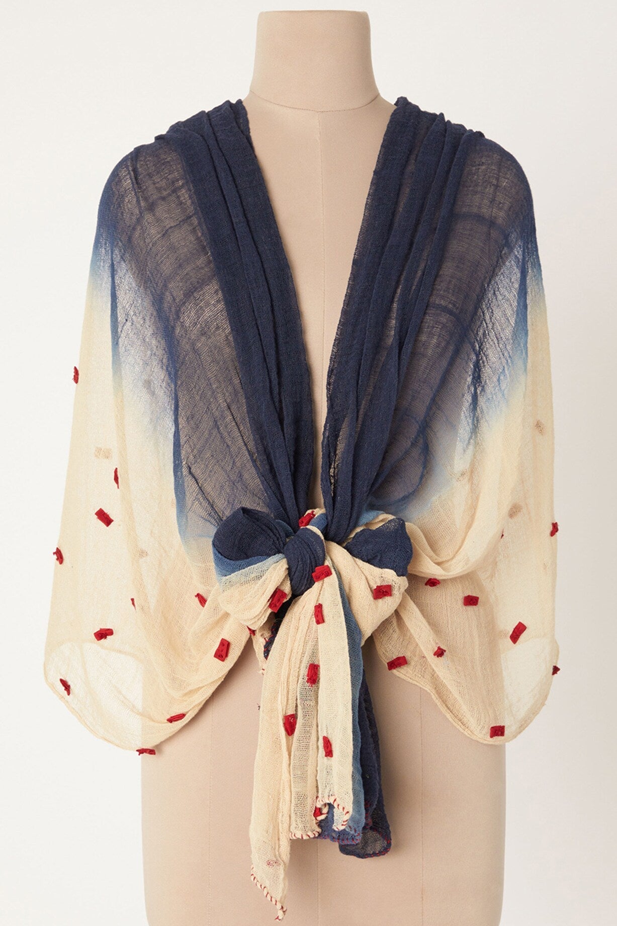 Blue Ombre Dye Scarf at Kamakhyaa by Chambray & Co.. This item is Accessories, Beige, Blue, Casual Wear, Cotton, Indian Wear, Natural, Ombre & Dyes, Regular Fit, Scarves