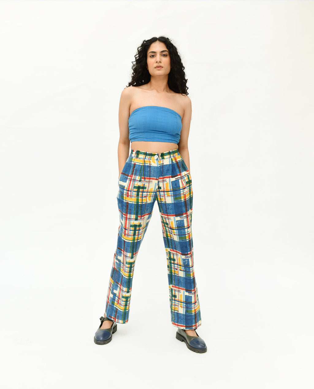 Blue Organic Cotton Bralette Top at Kamakhyaa by Rias Jaipur. This item is 100% Organic Cotton, Blue, Bralette Tops, Casual Wear, Handspun, Handwoven, Relaxed Fit, Solids, Void, Womenswear